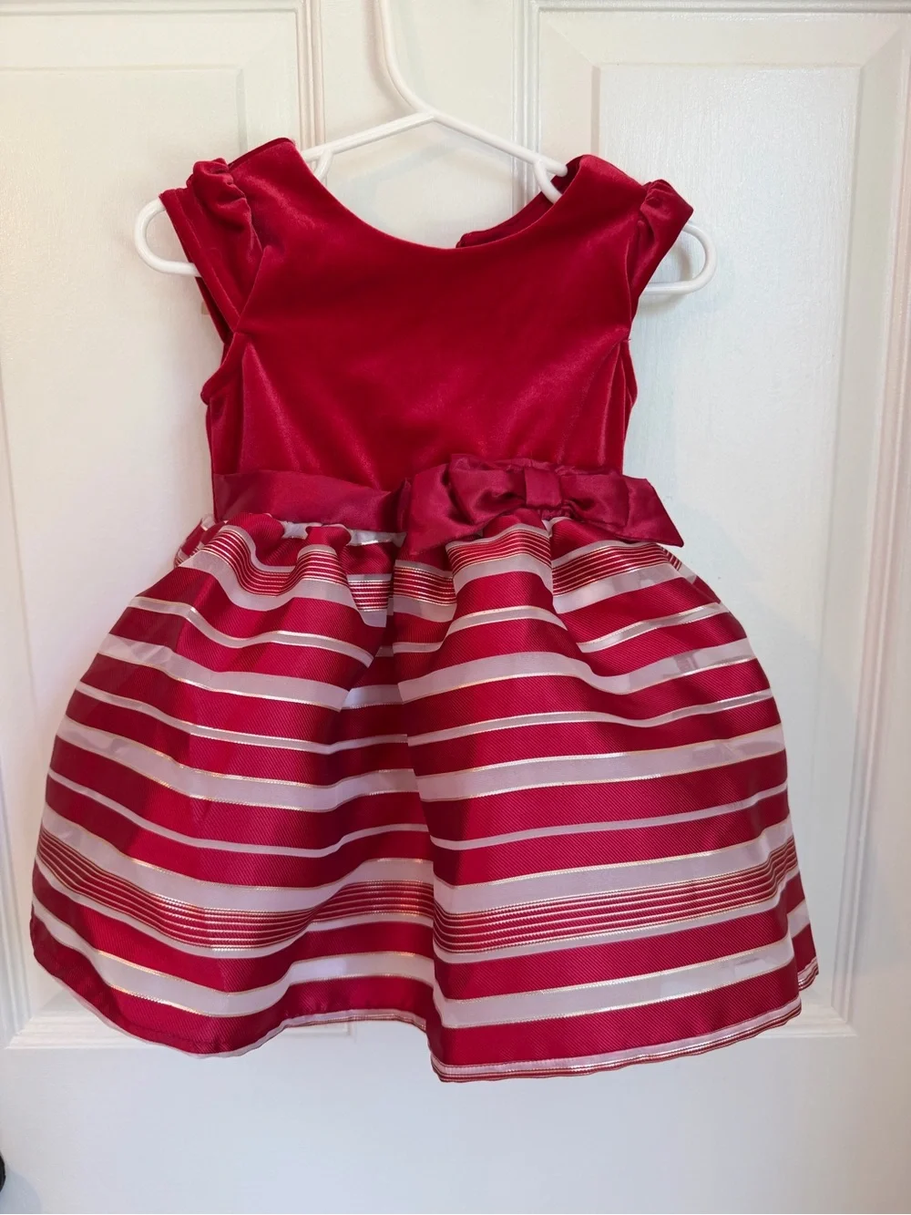 NWT The Children's Place Red Satin & Striped Organza Holiday Dress 12-18M
